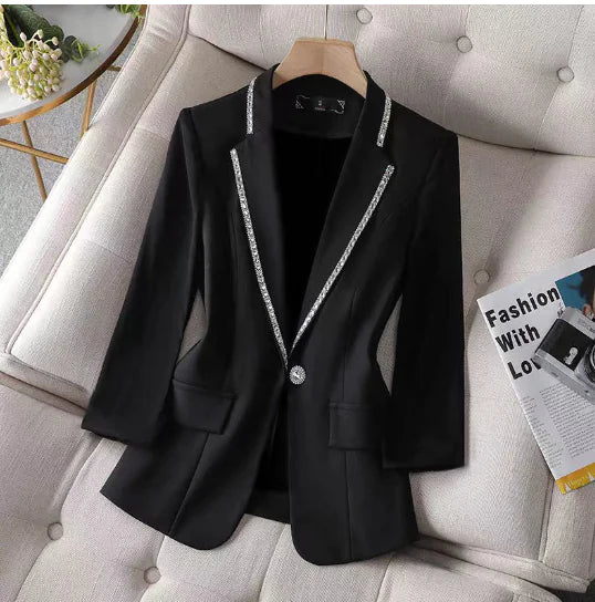 Classic Women's Blazer with Modern Sparkle Detail (One Piece)