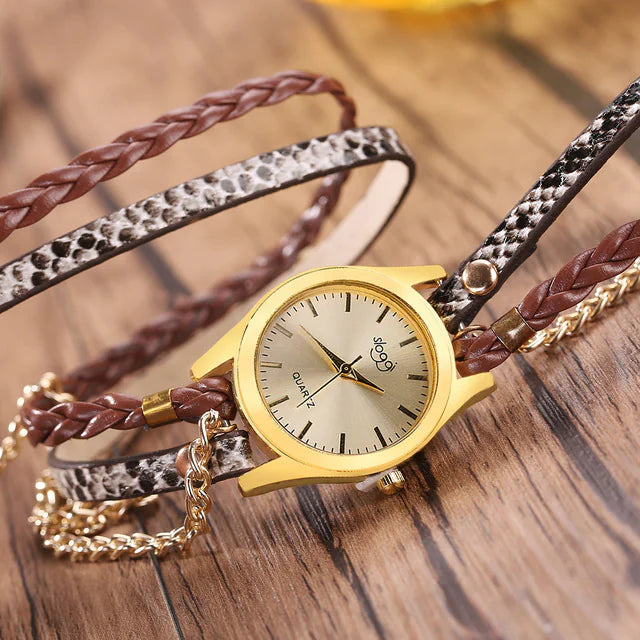 Women's Braided Bracelet Quartz Watch with Alloy Buckle