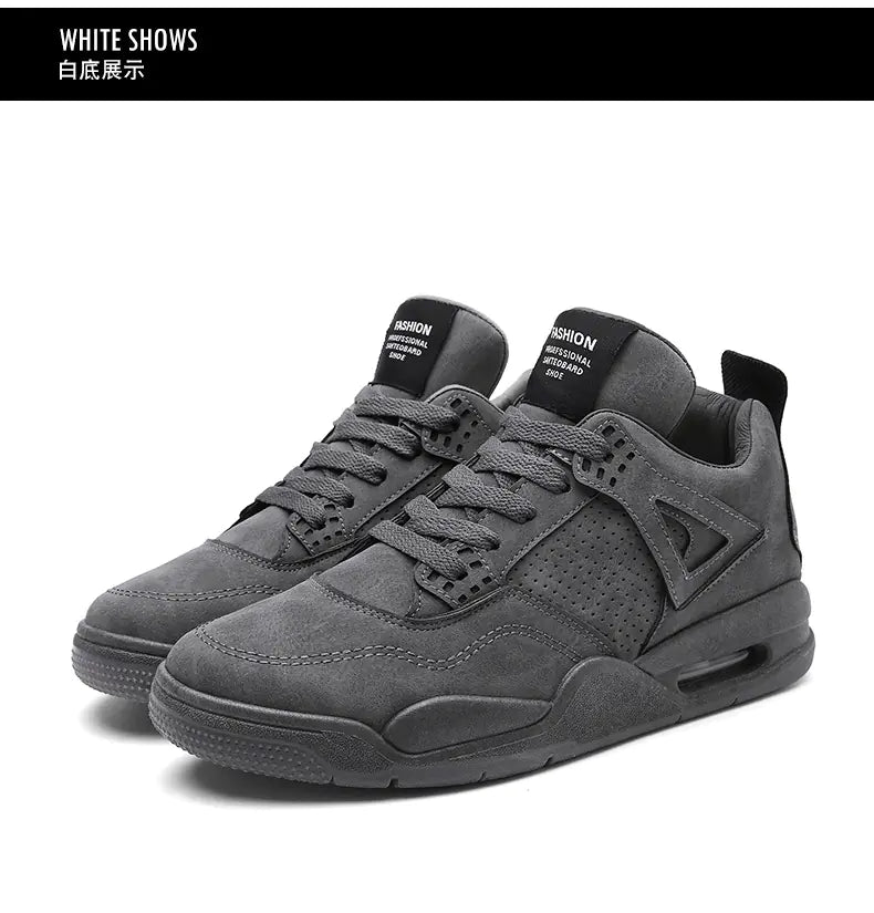 Men's Retro Leather Mid-Top Casual Running Shoes