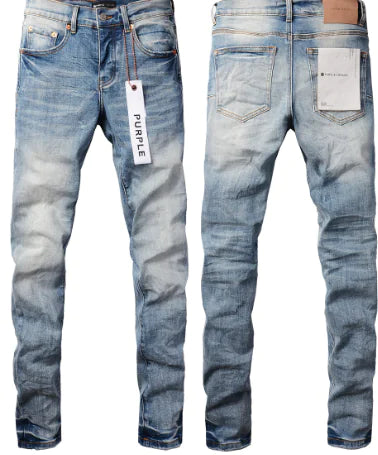 Men's American High Street Blue Patch Jeans (Single Item)