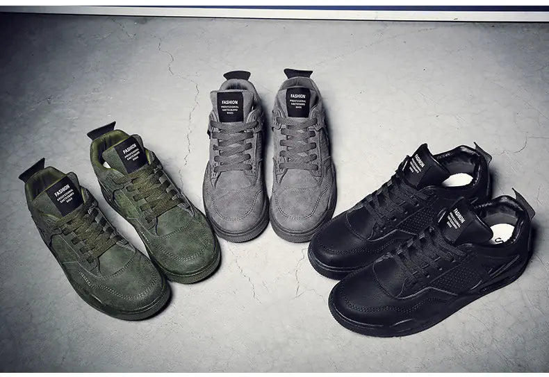 Men's Retro Leather Mid-Top Casual Running Shoes