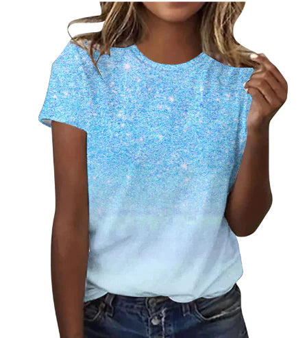 Casual Beach T-Shirt with Colorful Gradient Print