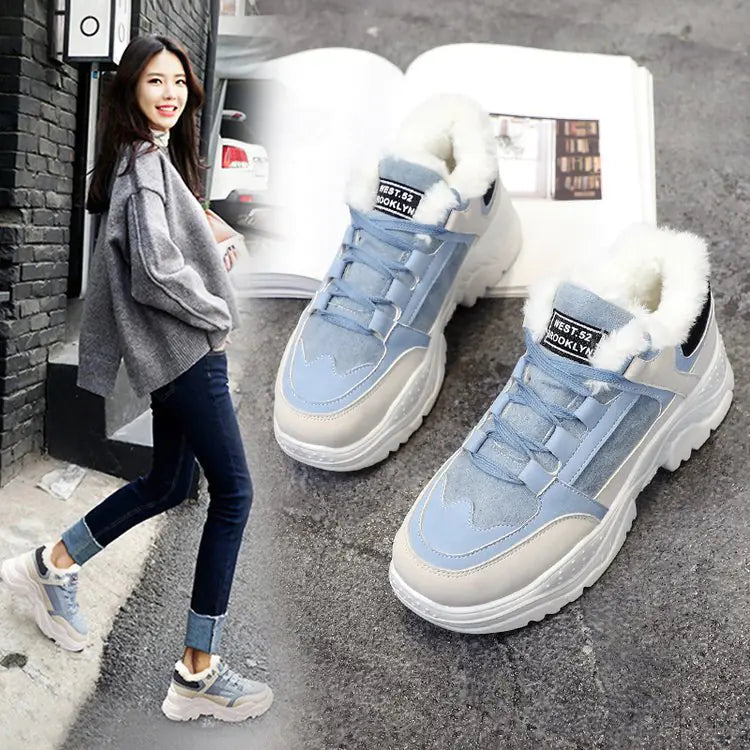 Women's Casual Thick Sole Sneakers - Korean Style