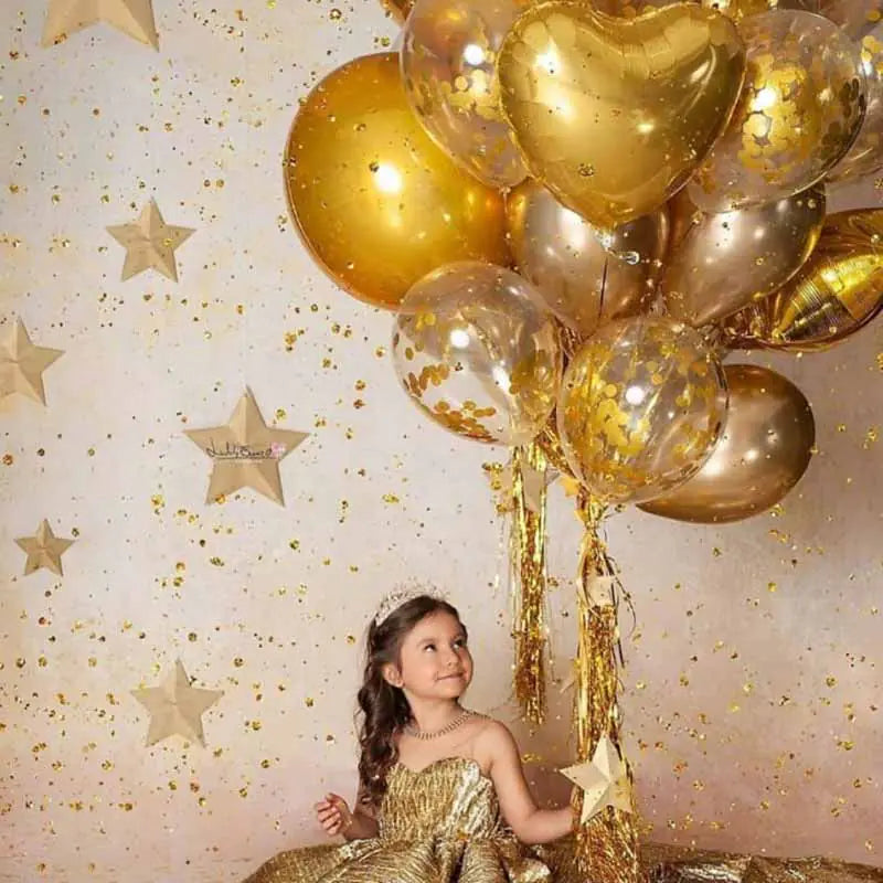Metallic Confetti Latex Balloons 12 Inch Set for Parties