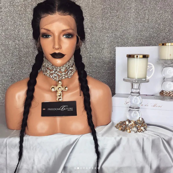 Long Braided Wig with Front Lace - Popular Style