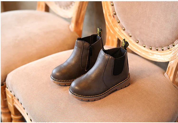 Children's Leather Short Boots for Boys and Girls